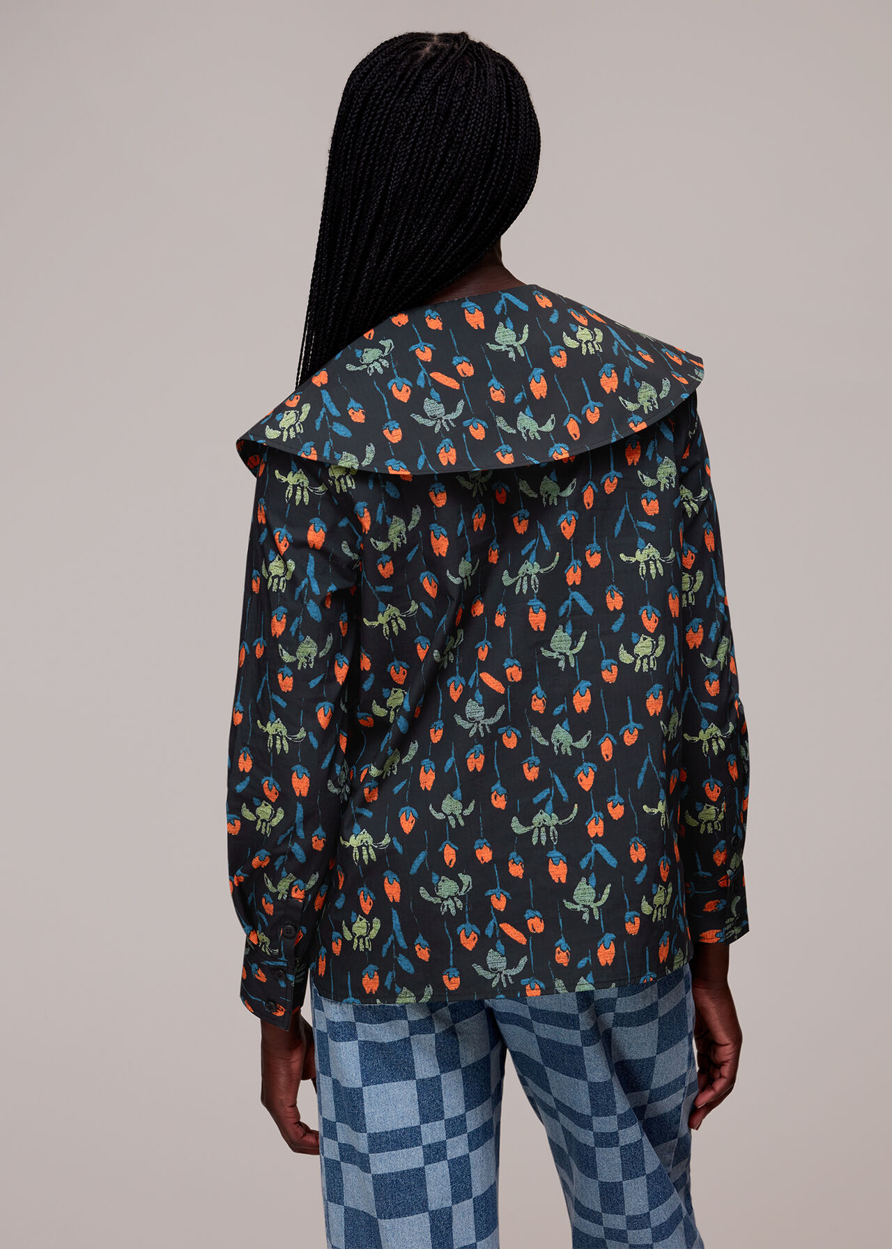 Tulips Print Collar Top