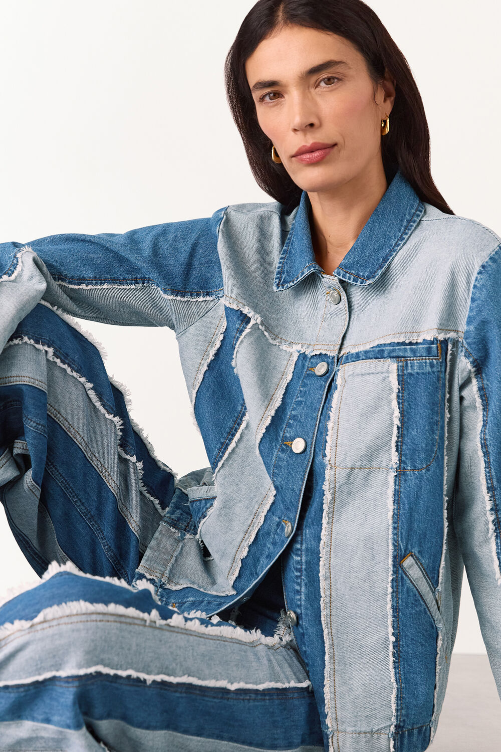 Denim Vertical Stripe Jacket