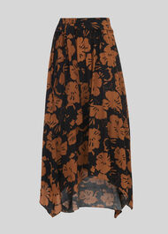 Ari Hibiscus Belted Skirt Brown/Multi