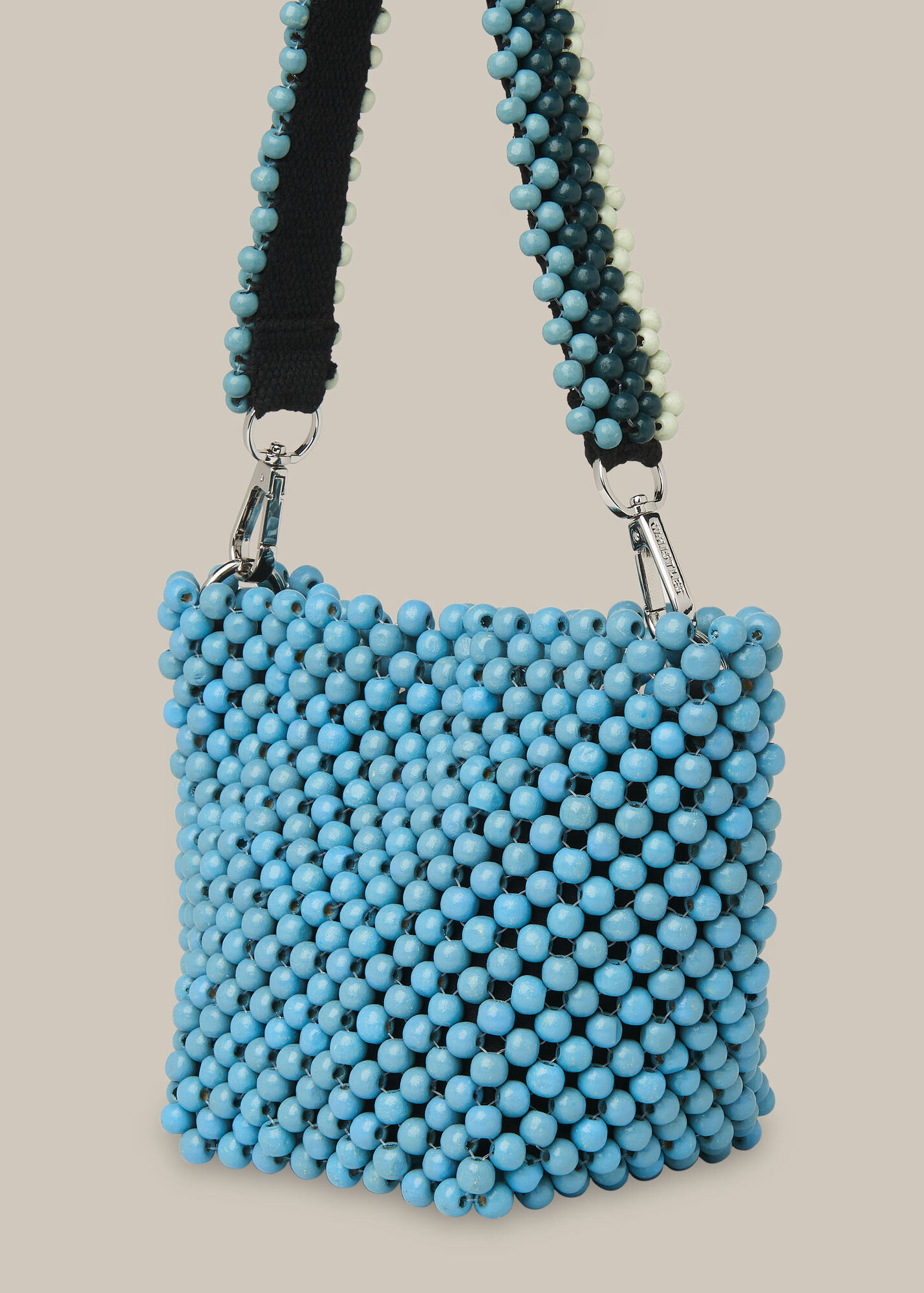 Blue Martha Mini Beaded Bucket Bag WHISTLES Whistles