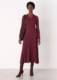 V Neck Cable Ribbed Knit Dress