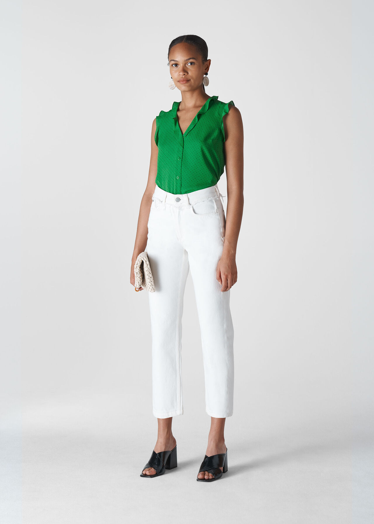 Micro Spot Emily Frill Top Green/Multi