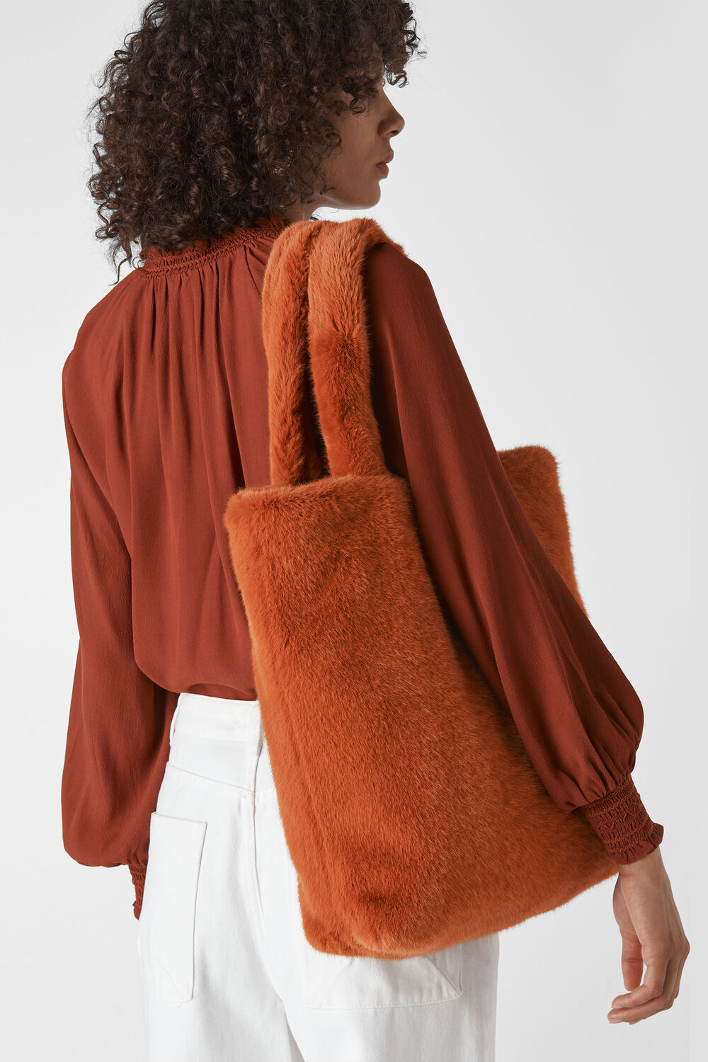 Hattie Faux Fur Tote Brown