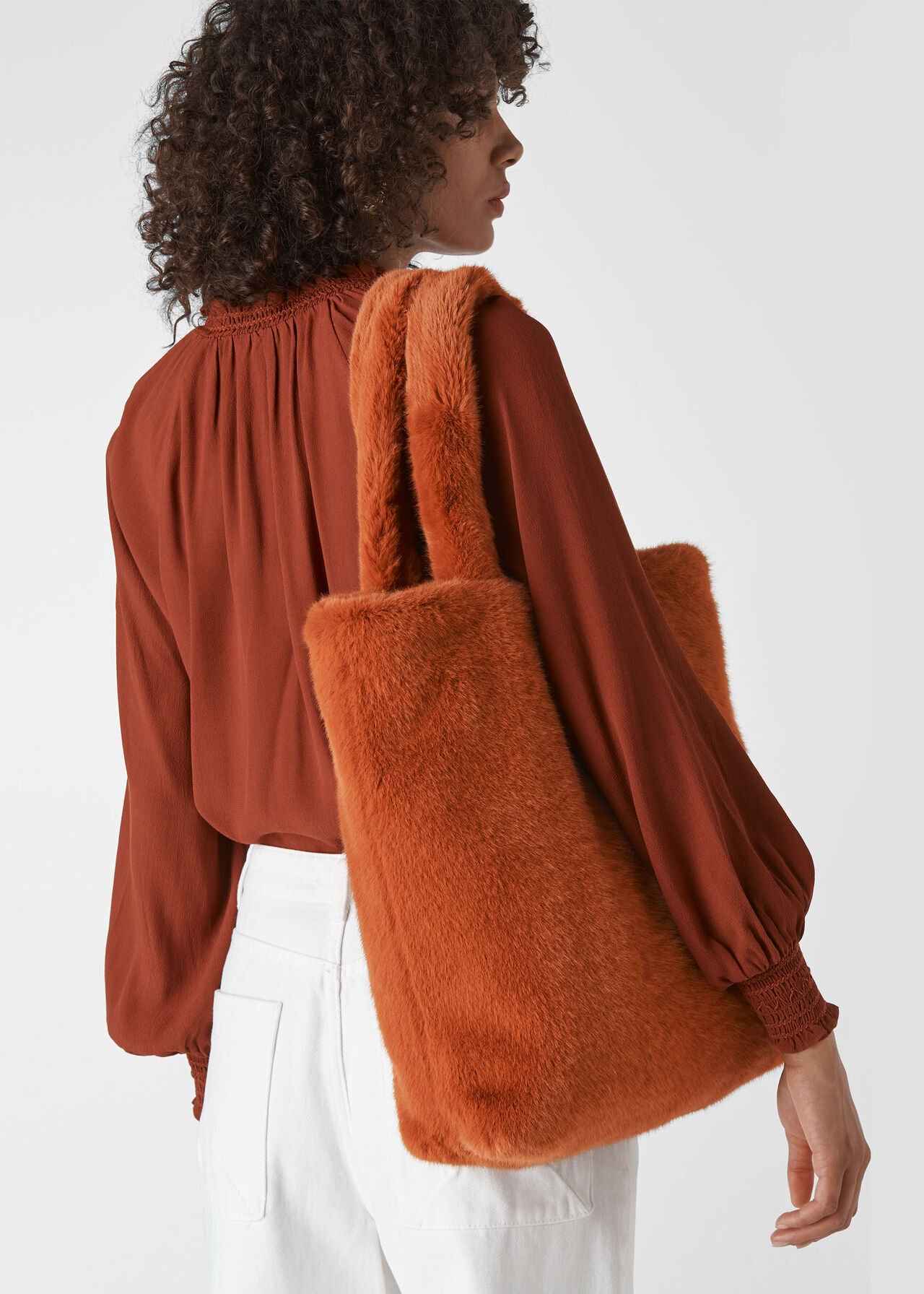 Hattie Faux Fur Tote Brown
