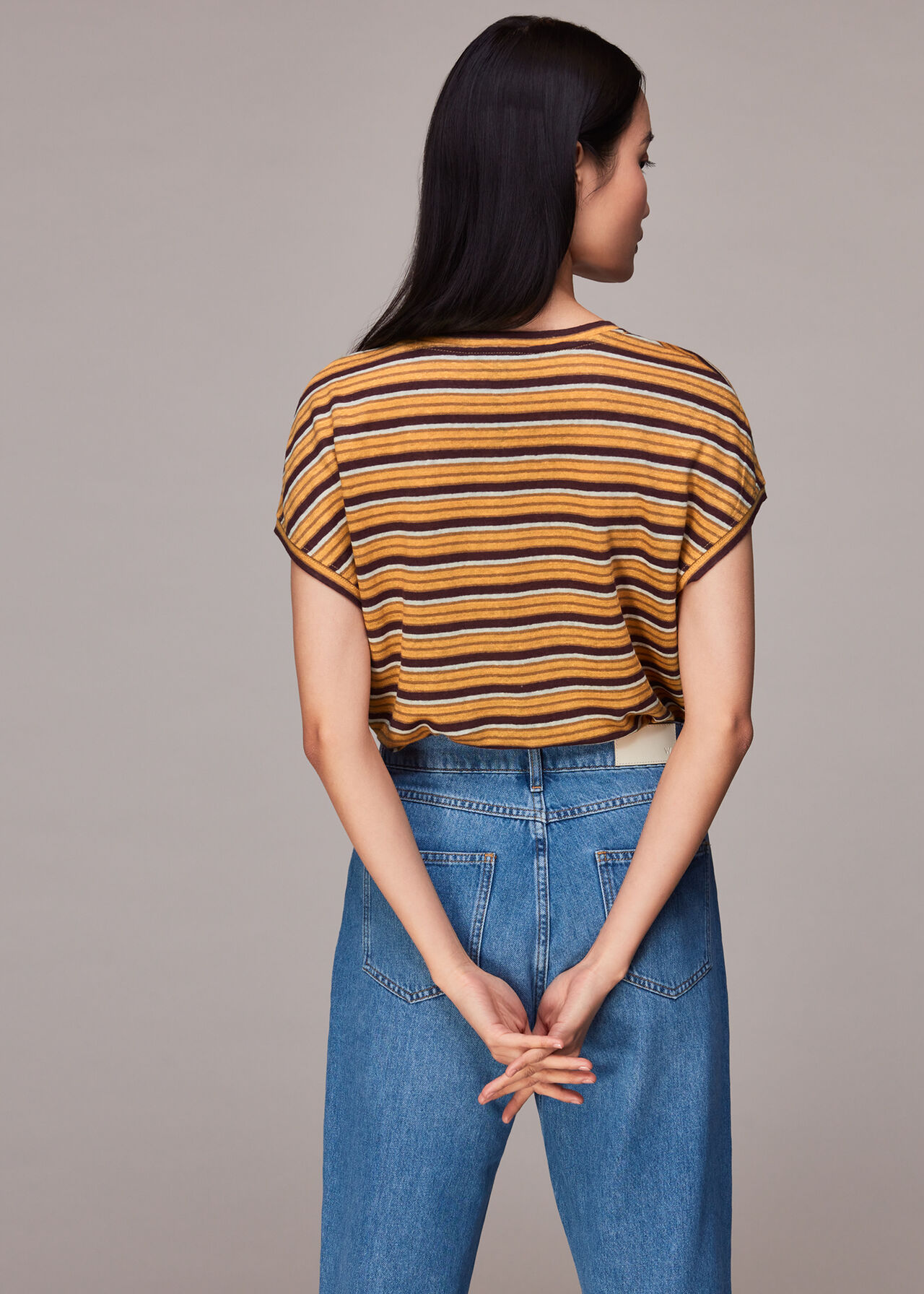 Linen Stripe Scoop Neck Tee