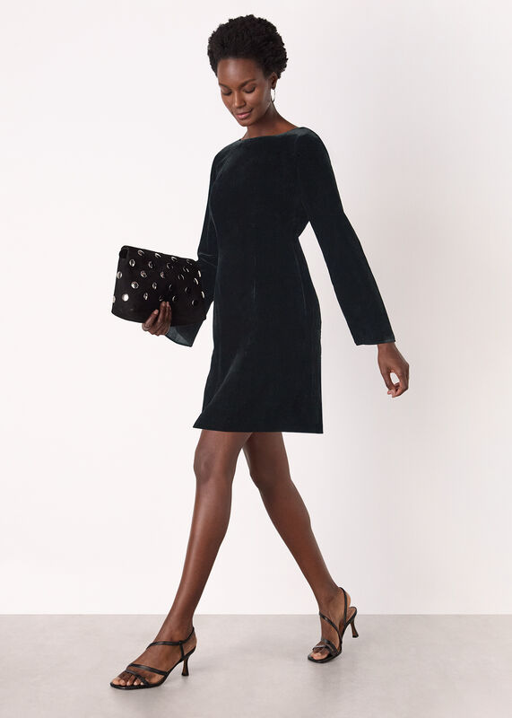 Black Velvet Flare Sleeve Dress
