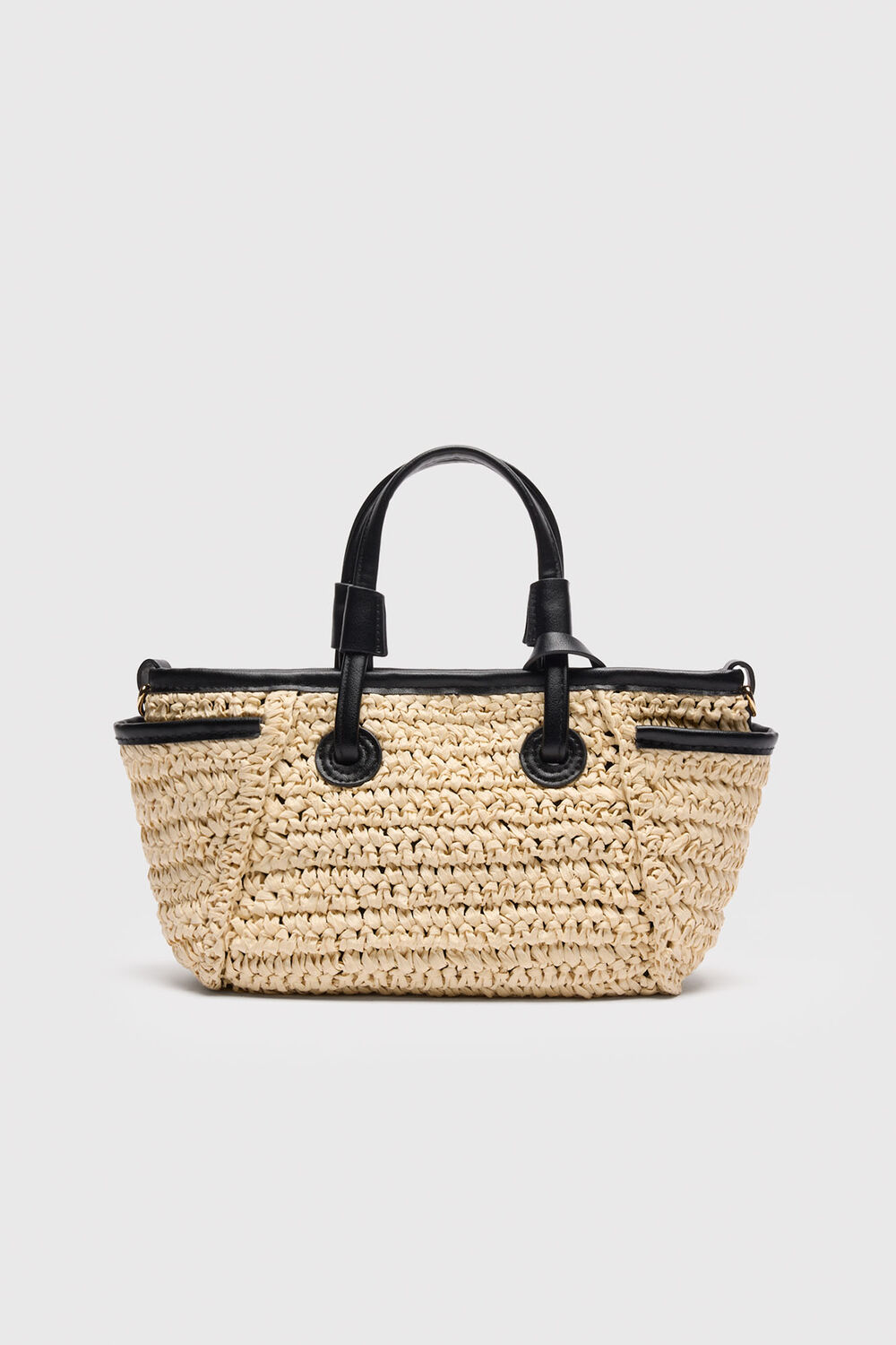 Neutral Aylin Mini Straw Tote Bag