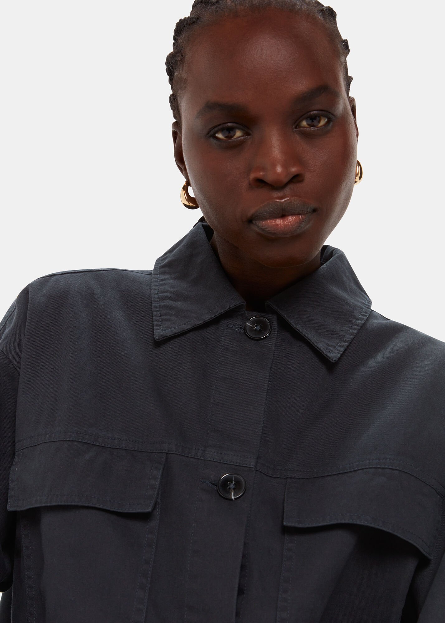 Washed Black Megan 4 Pocket Casual Jacket WHISTLES Whistles UK