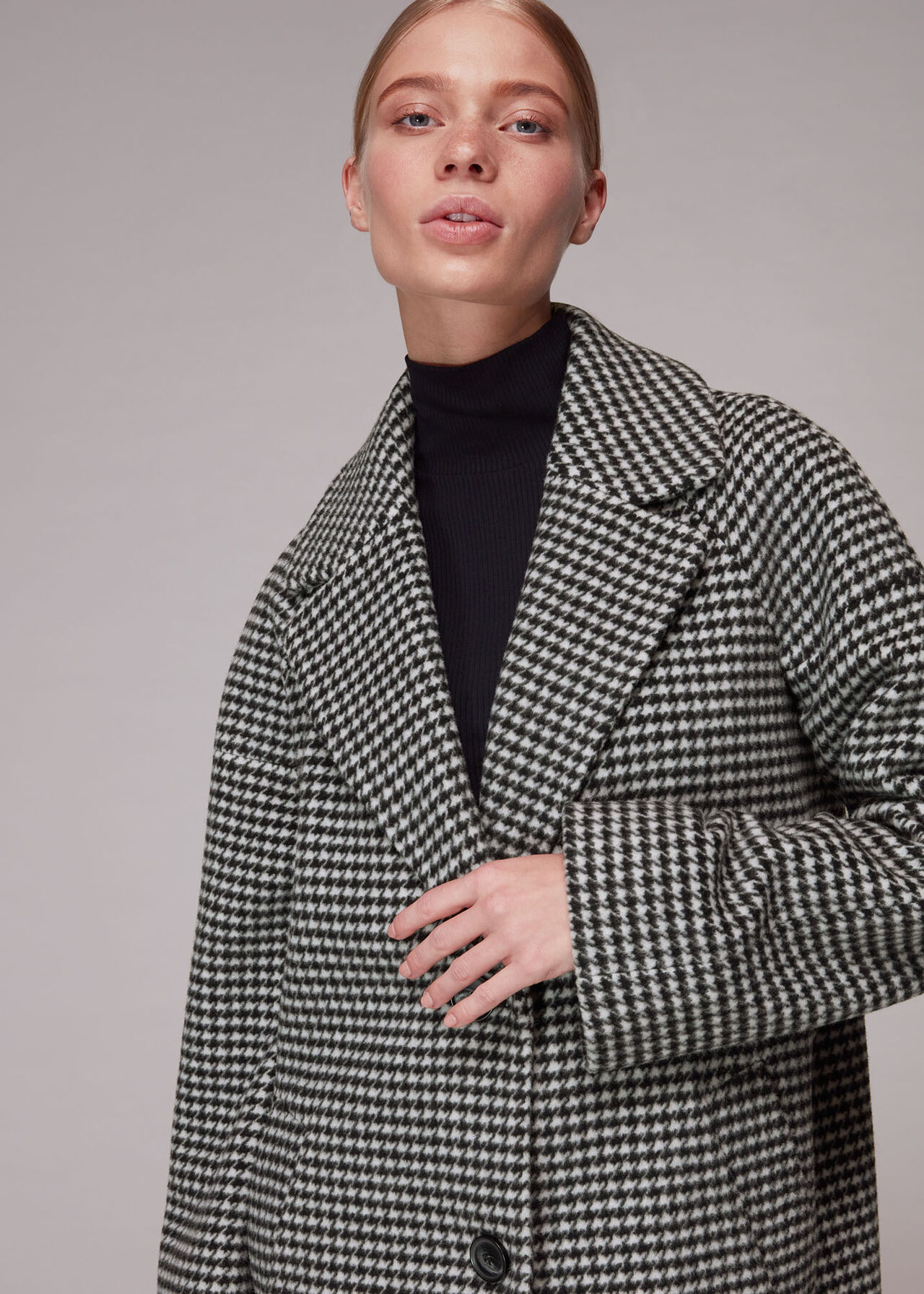 Black And White Mini Check Cocoon Coat | WHISTLES