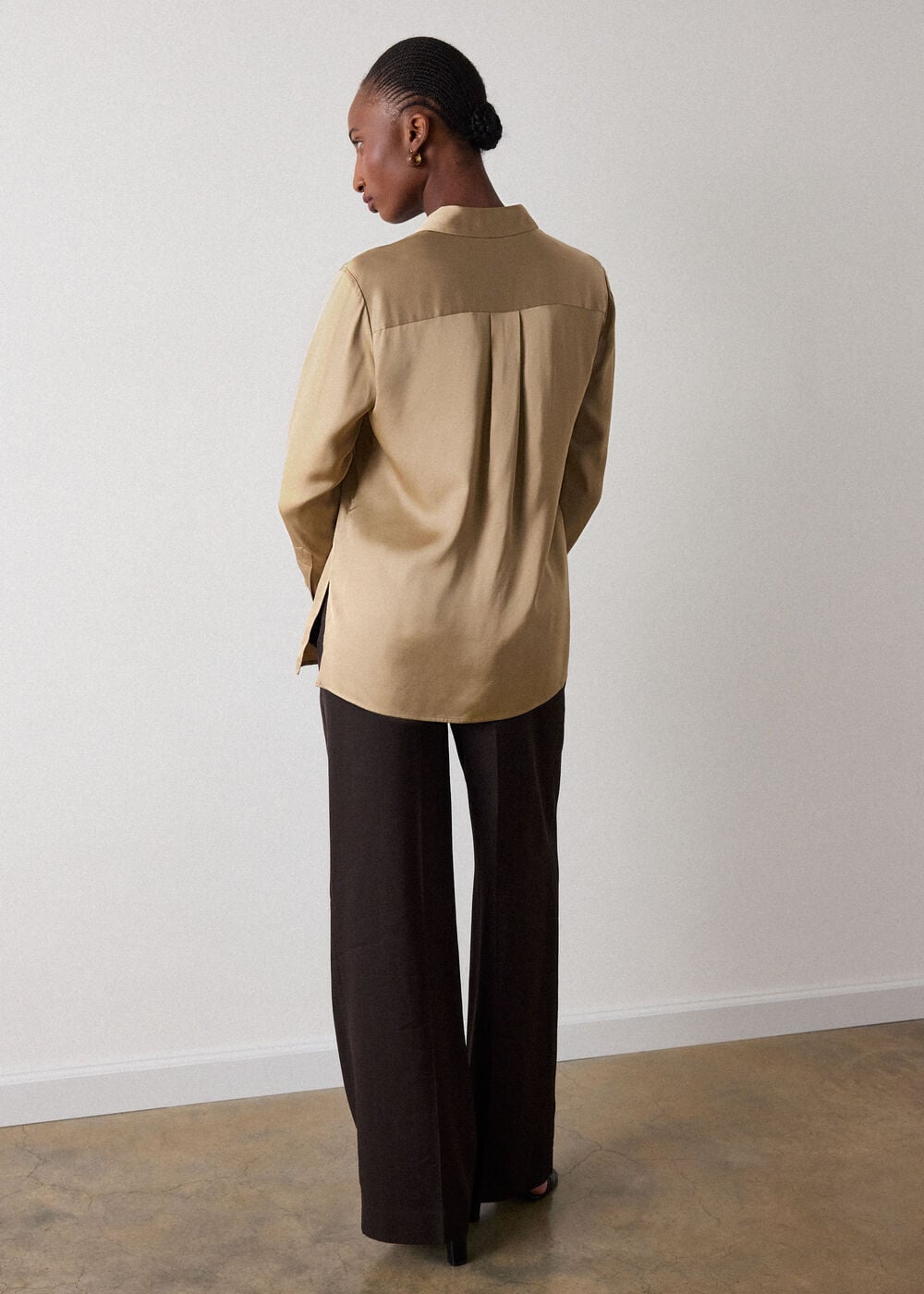Gold Metallic Satin Viscose Shirt