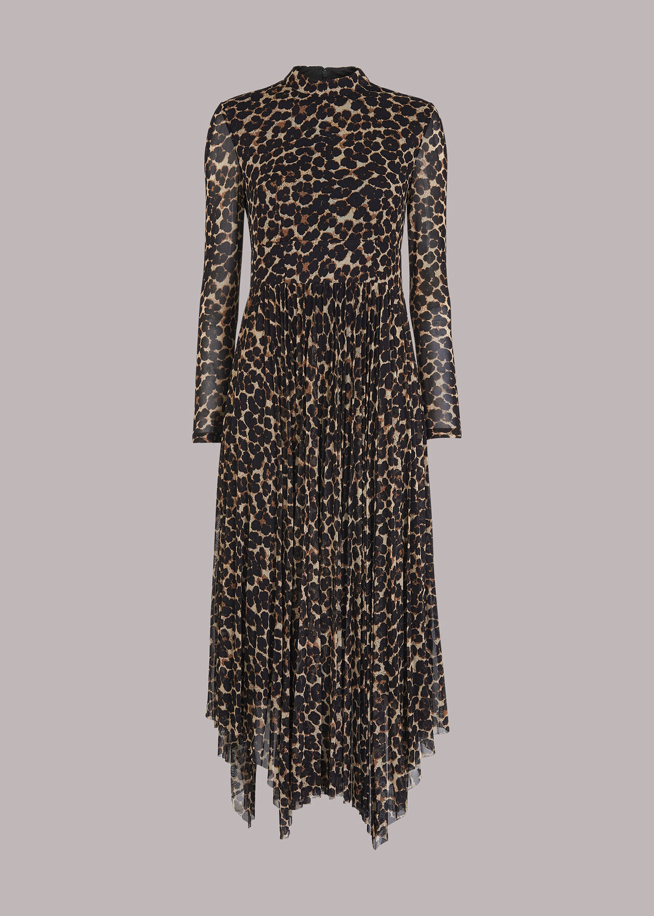 Leopard Print Smudge Animal Mesh Dress, WHISTLES