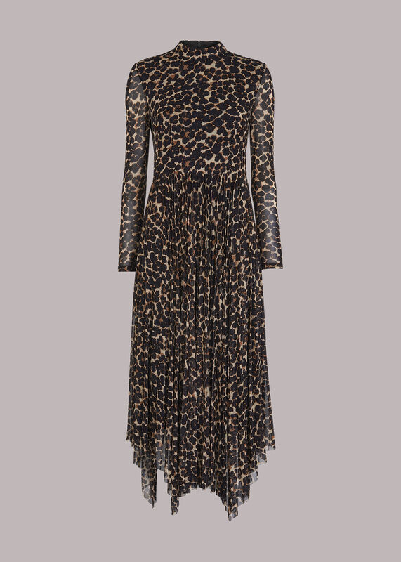 Leopard Print Smudge Animal Mesh Dress