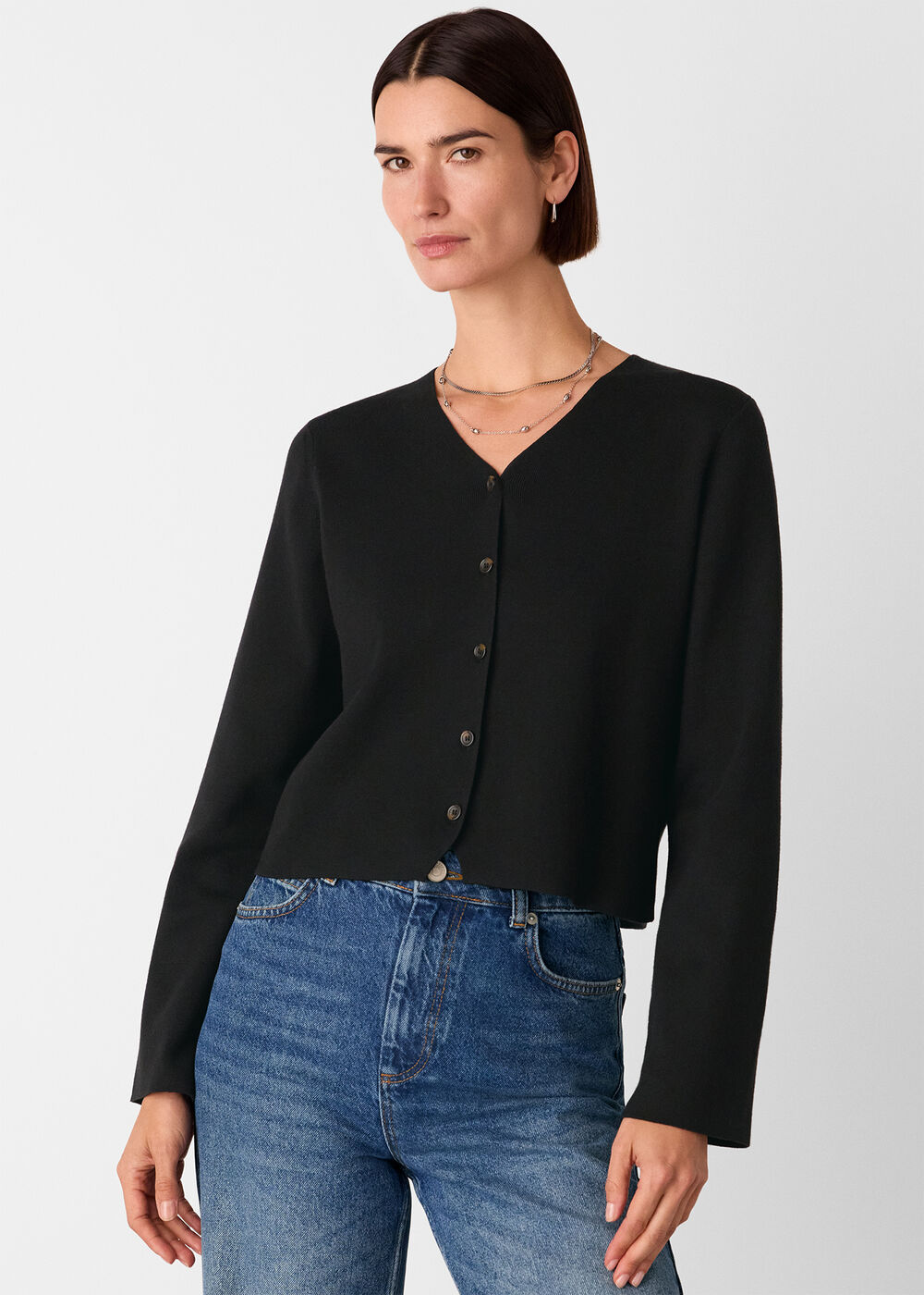 V Neck Button Front Cardigan