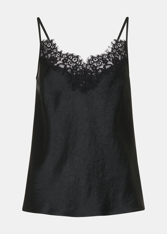 Black Lace Trim Cami Top