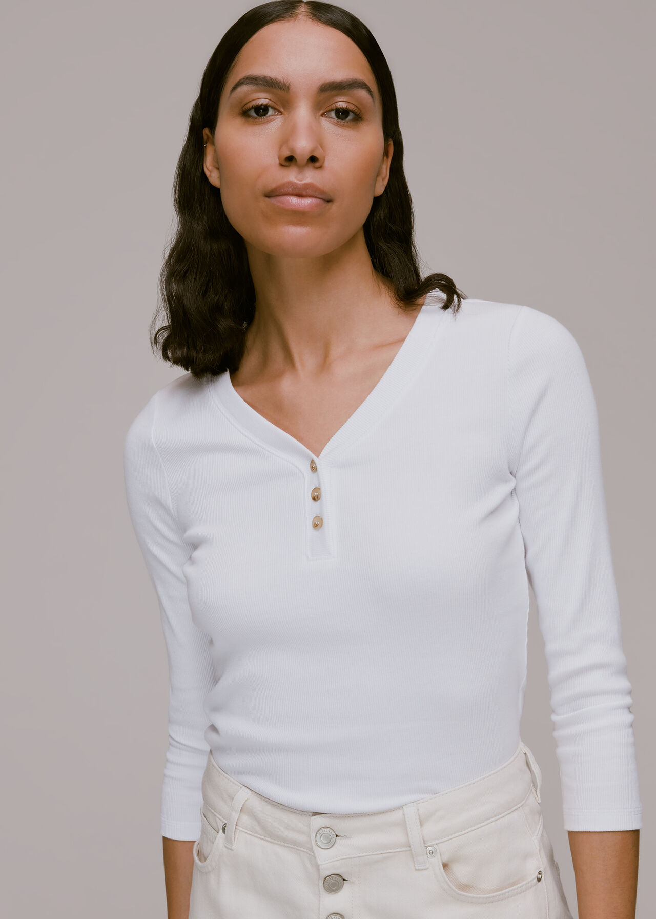 Paiton Ribbed Button Front Top