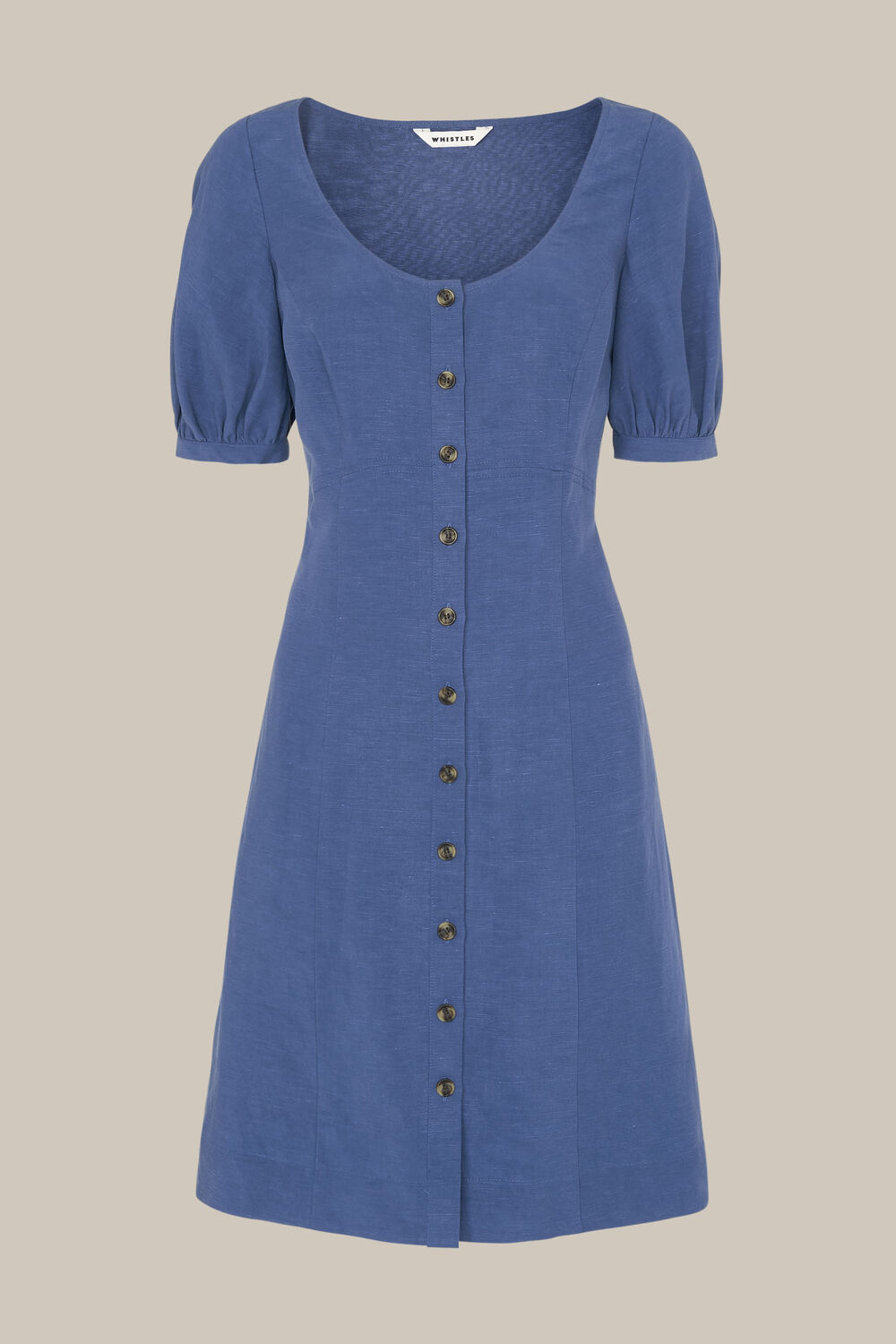 Tara Scoop Linen Mix Dress Blue