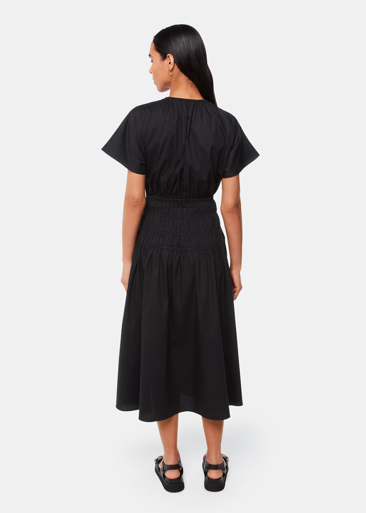 Poplin Shirred Dress
