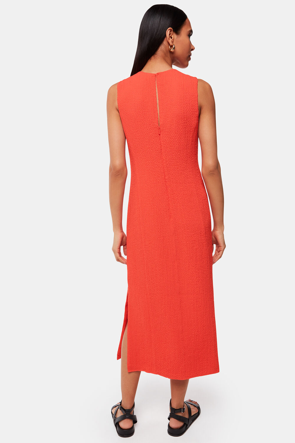Coral Erin Texture Midi Dress