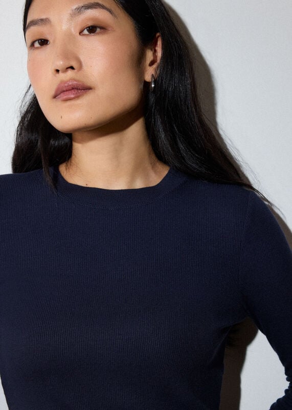 Navy Essential Ribbed Crew