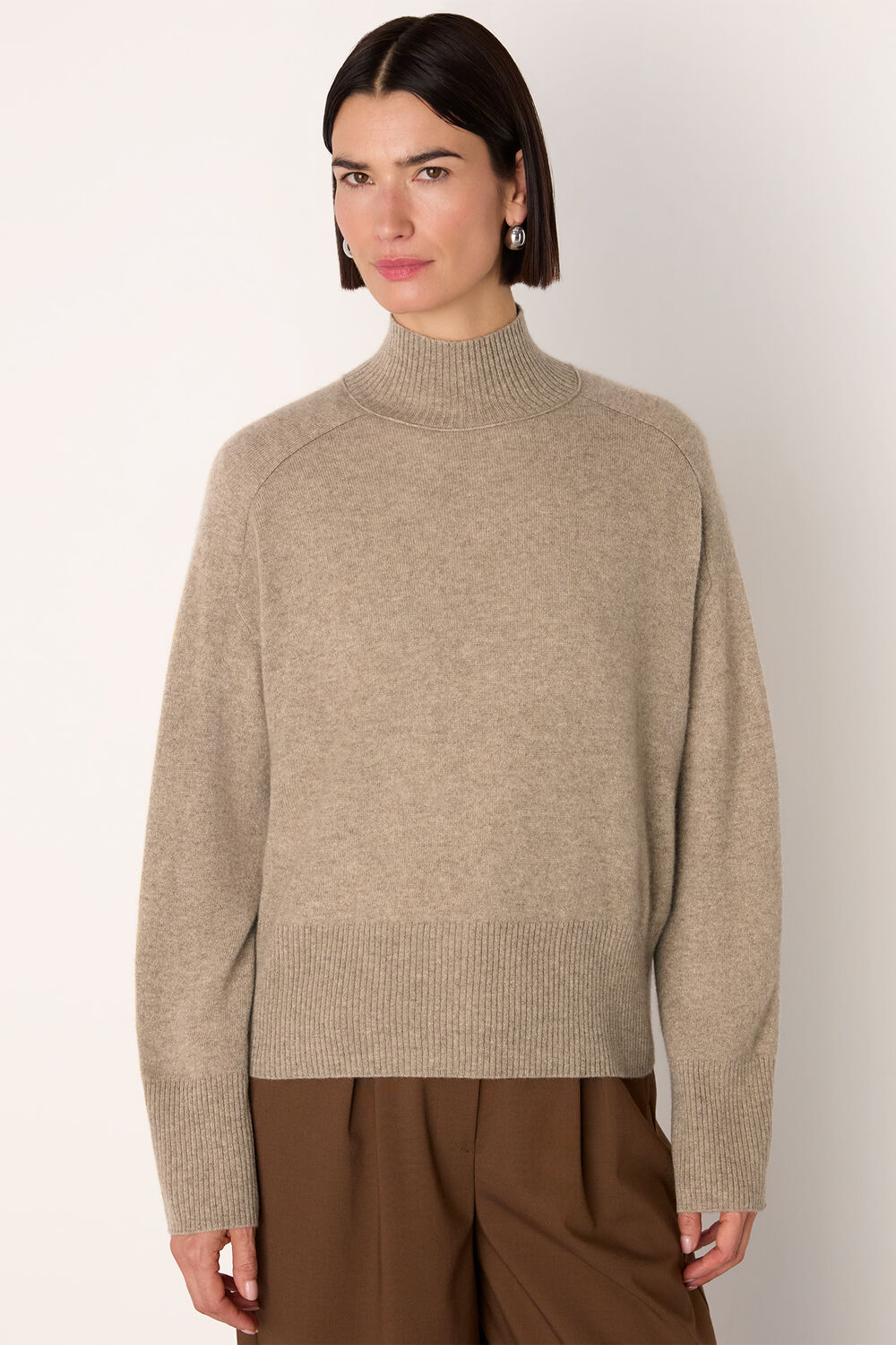 Oatmeal Cashmere Mock Neck