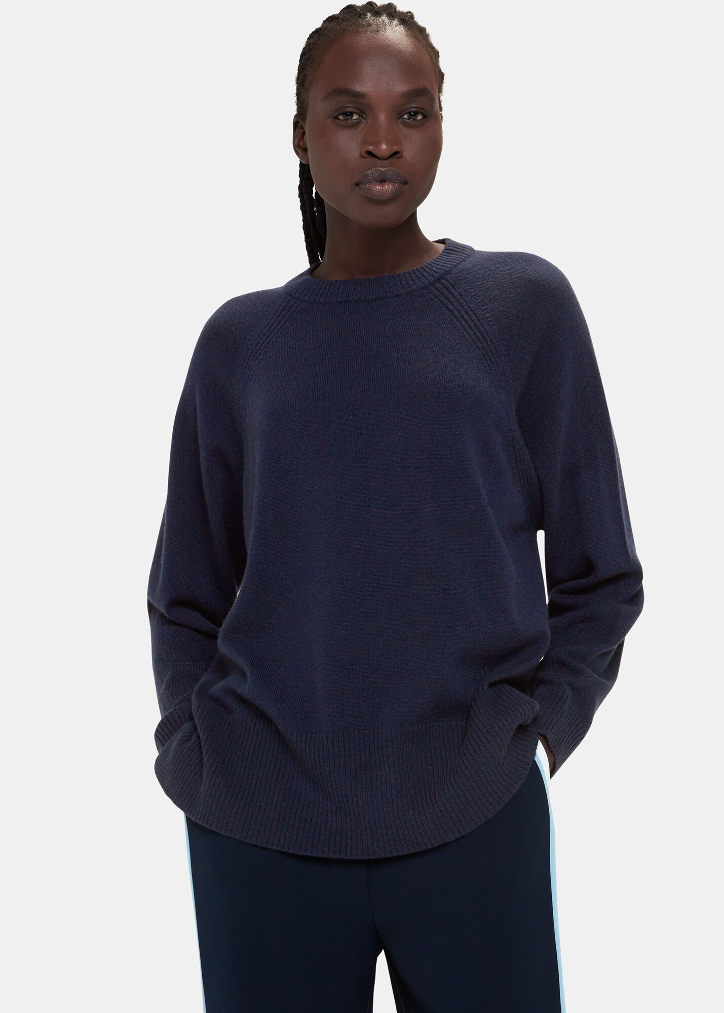 Women's Navy Ultimate Cashmere Crew Neck Sweater | Whistles US |