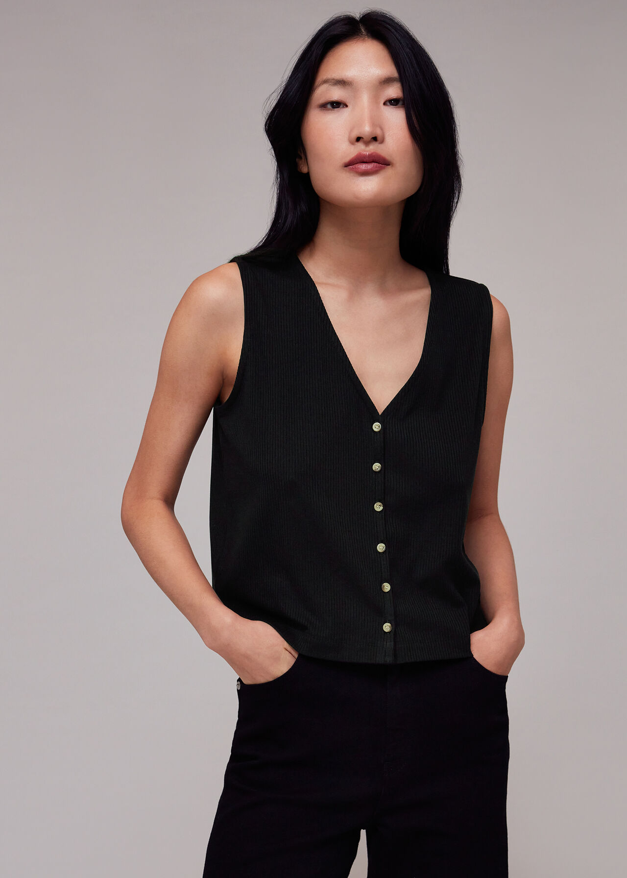 Button Front Rib Tank