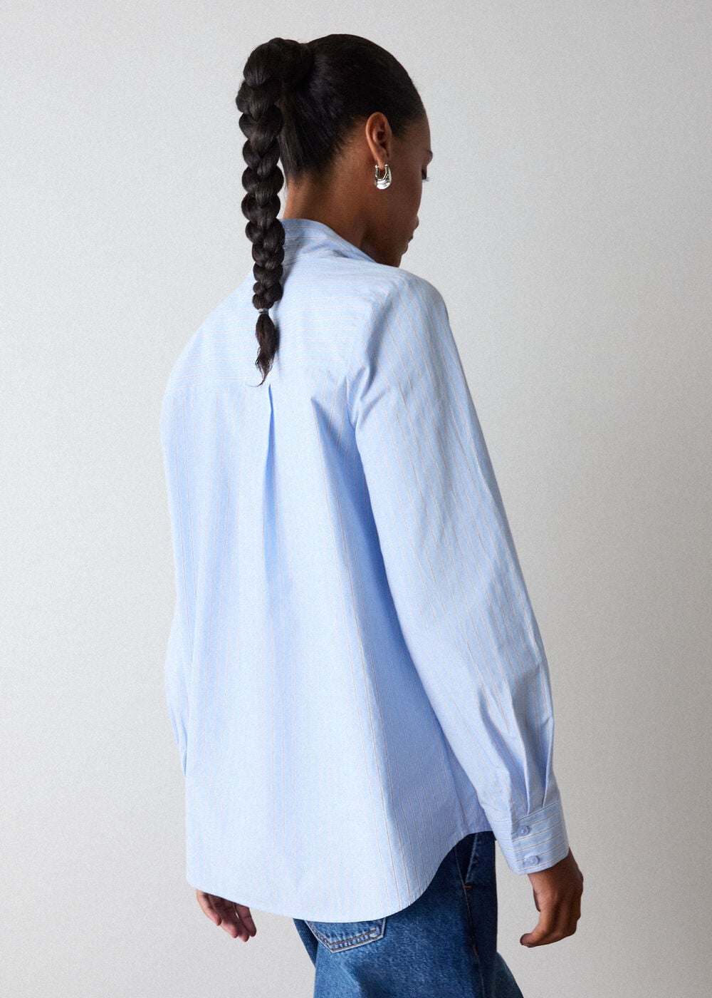 Blue Scarf Stripe Cotton Shirt
