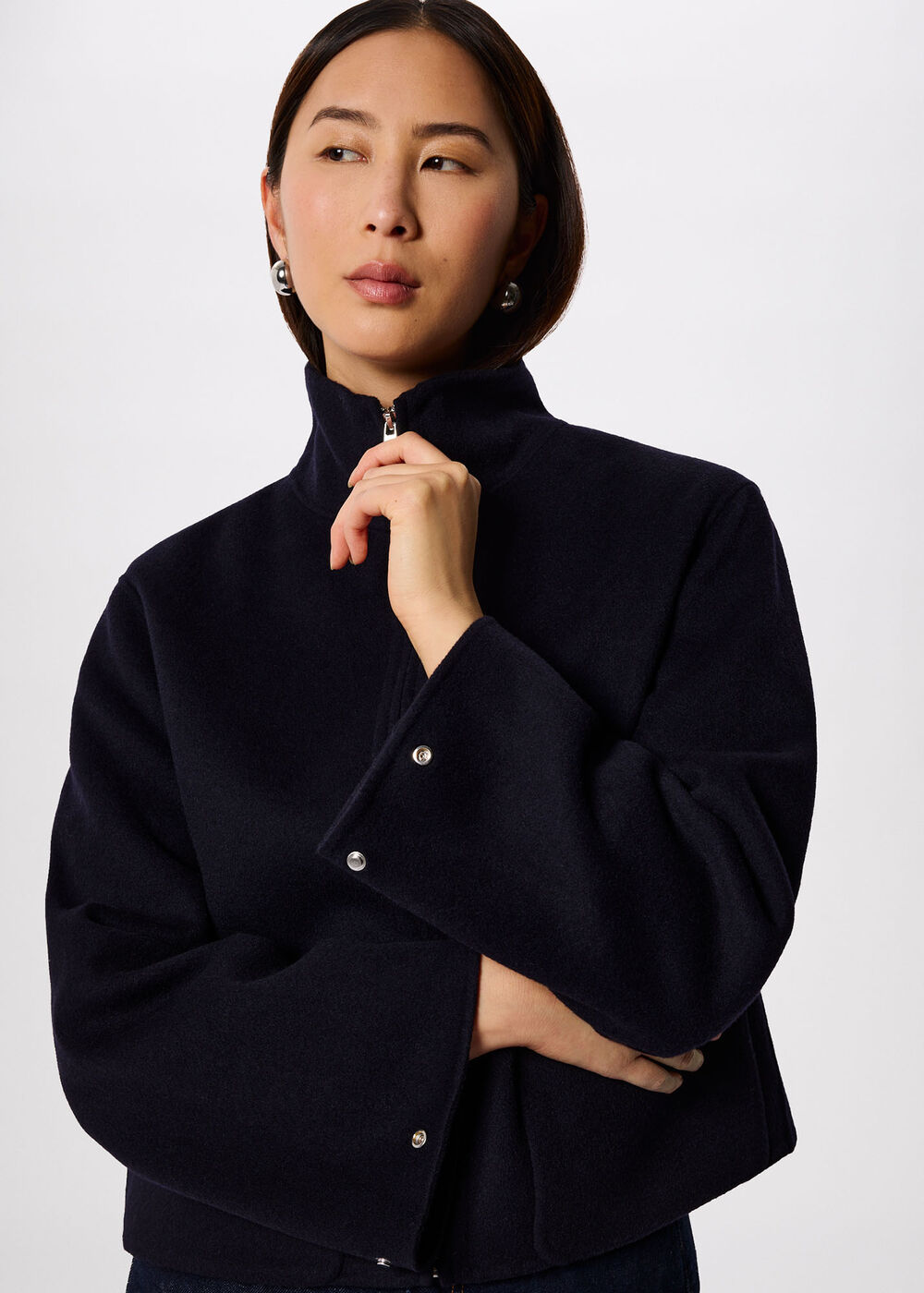 Funnel Neck Double Face Jacket