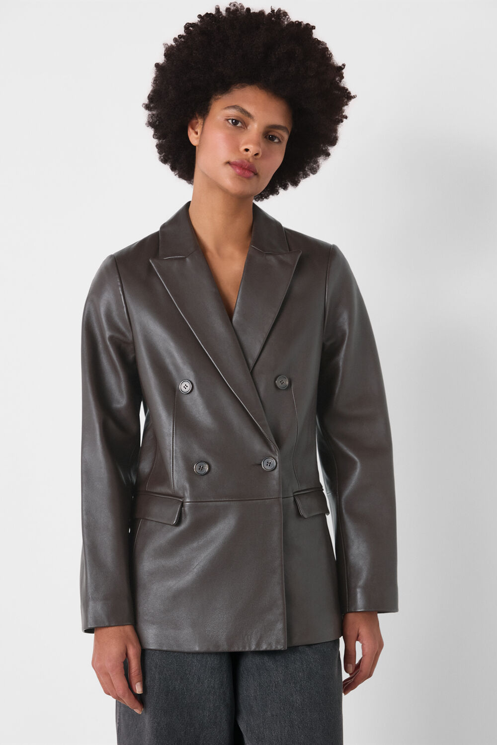Burgundy Aliza Waisted Leather Blazer