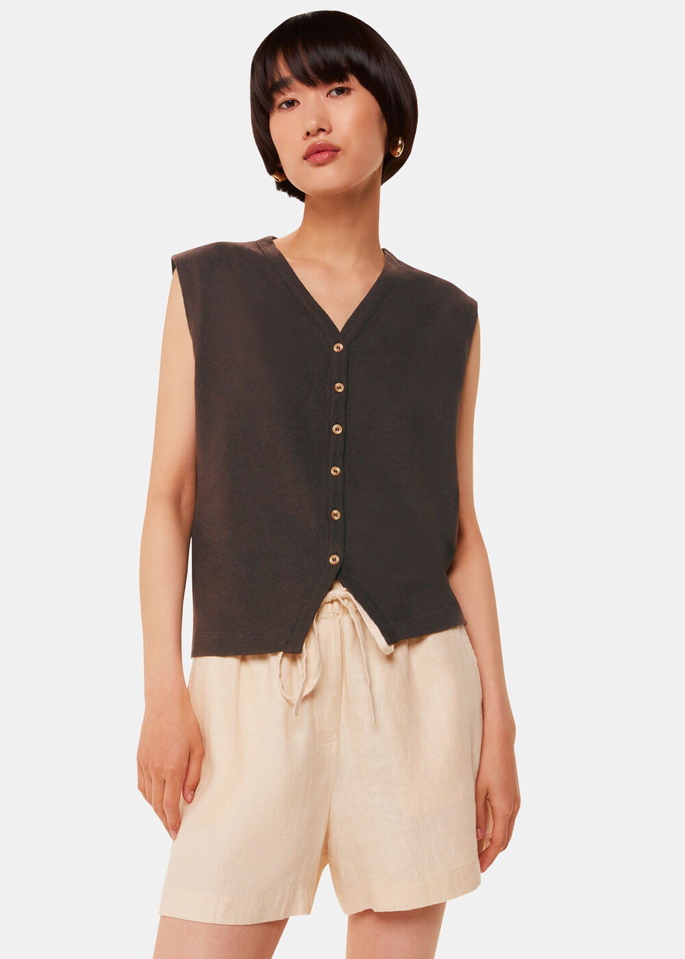 Linen Button Front Tank