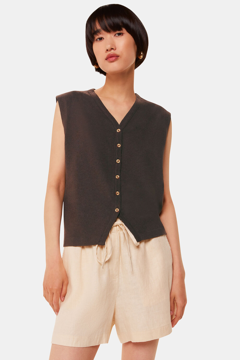 Linen Button Front Tank