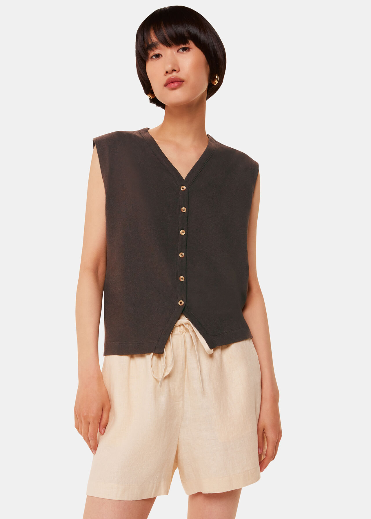 Linen Button Front Tank