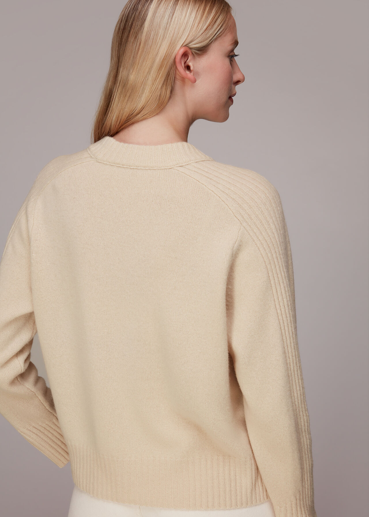 Ribbed Detail Wool Cardigan