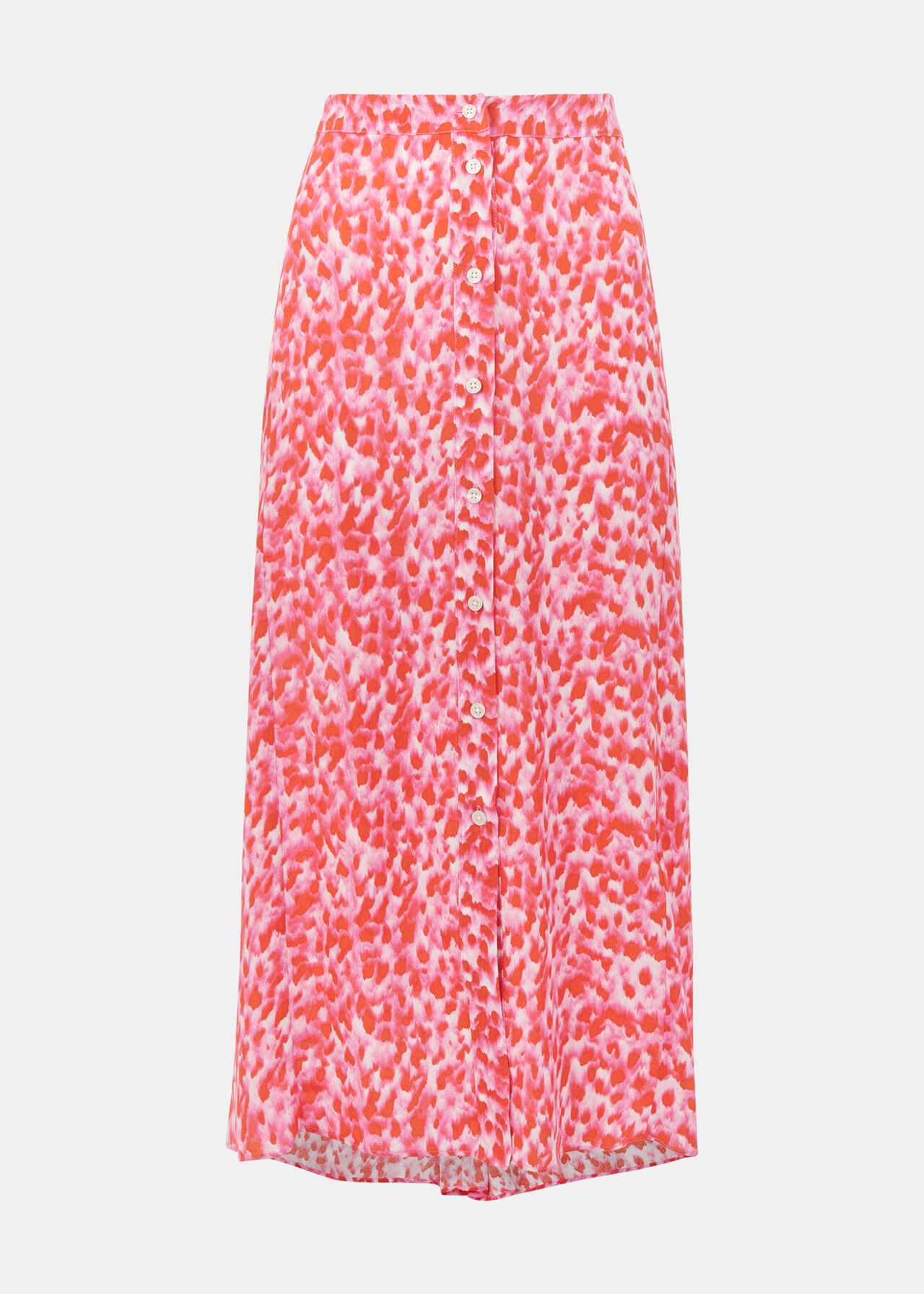 Pink/Multi Blurred Strokes Button Skirt | WHISTLES