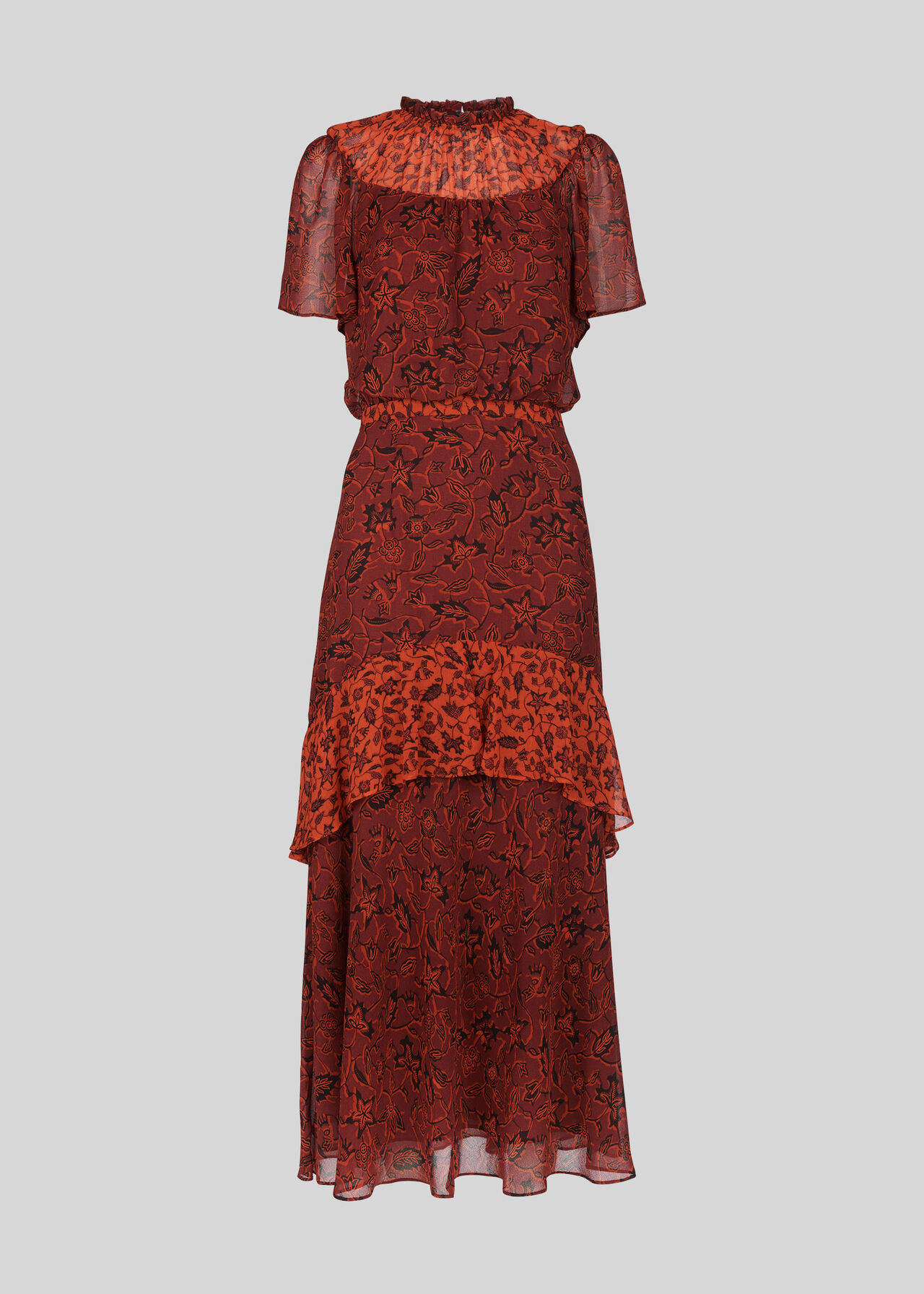 Batik Leaf Arianna Dress Red/Multi