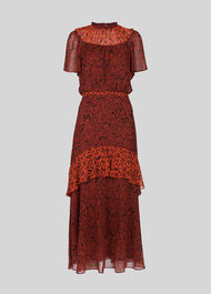 Batik Leaf Arianna Dress Red/Multi