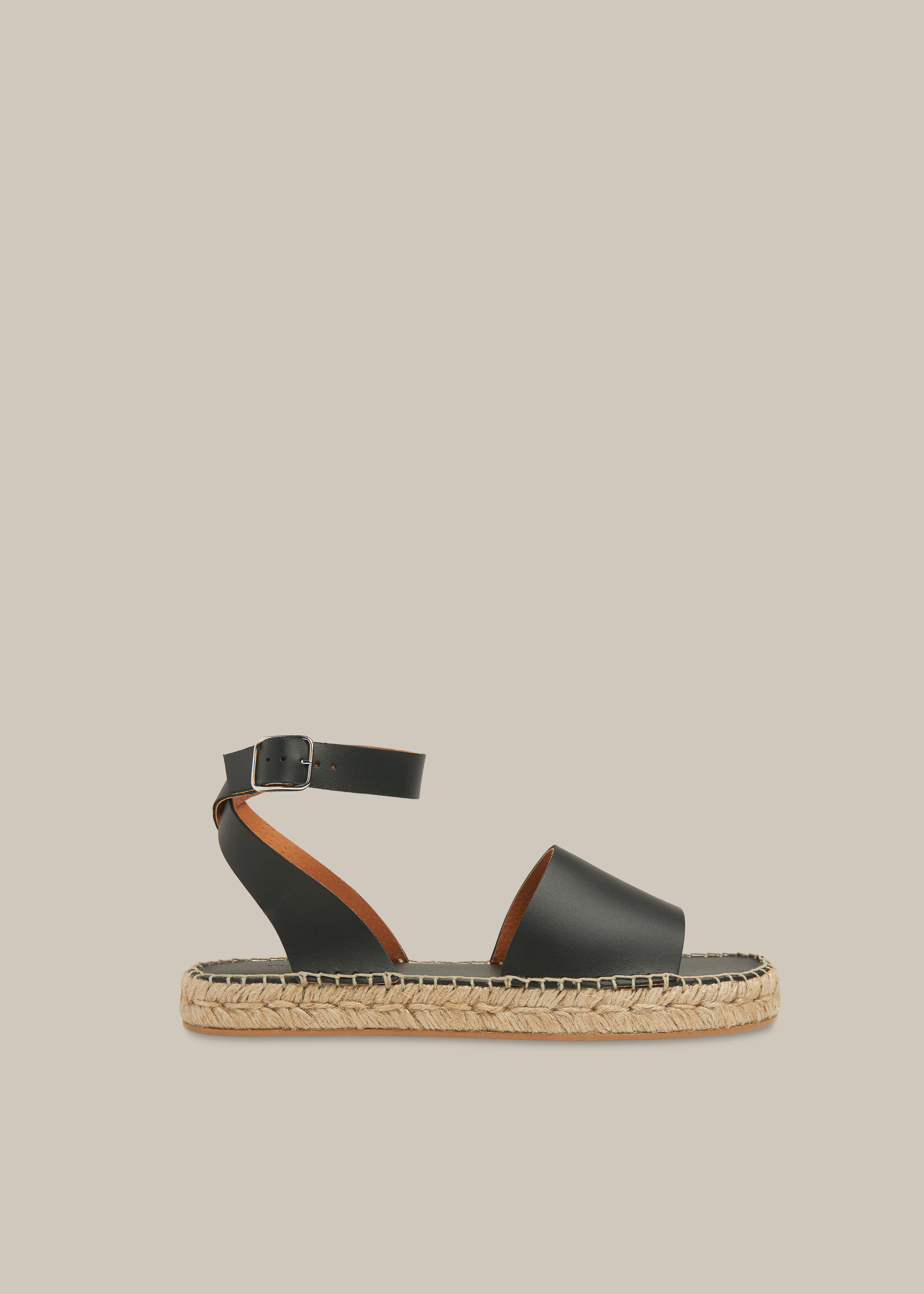 Black leather espadrille sandals outlet