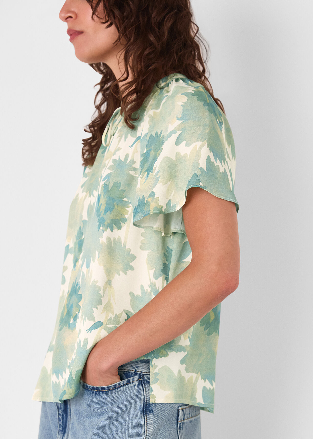 Floral Tie Neck Blouse