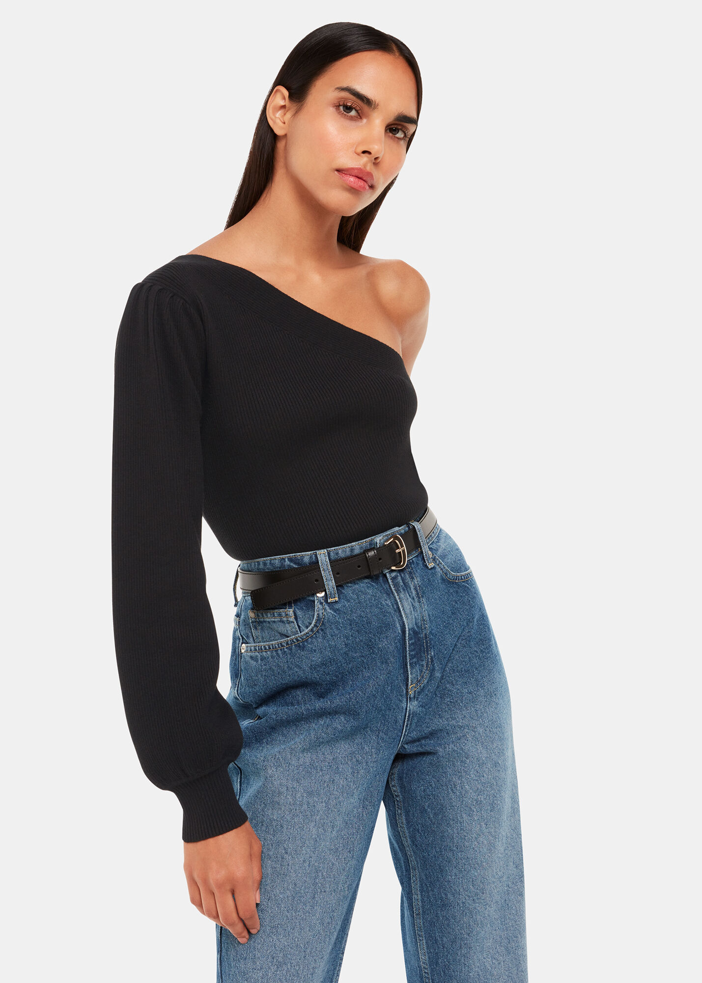 Black One Shoulder Knit