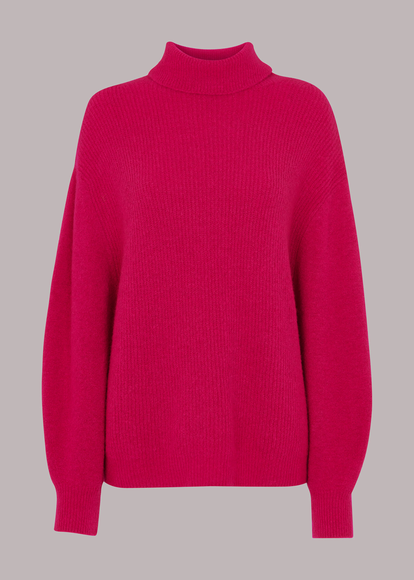 Pink Ribbed Roll Neck Jumper WHISTLES