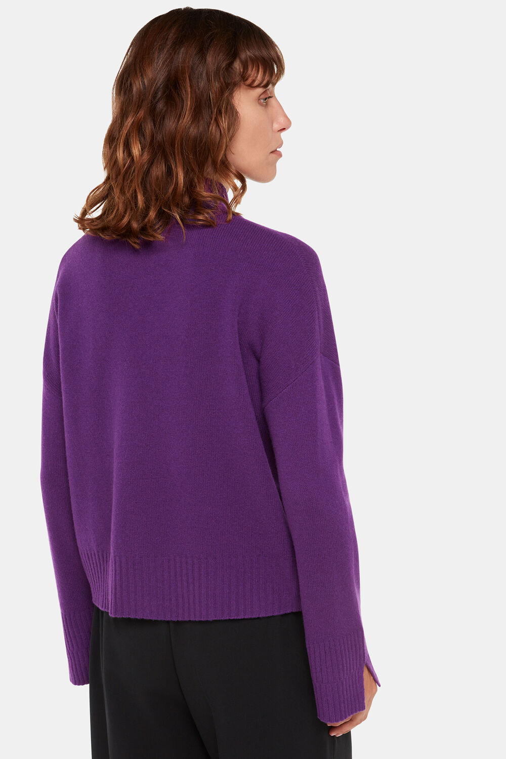 Wool Double Trim Funnel Neck