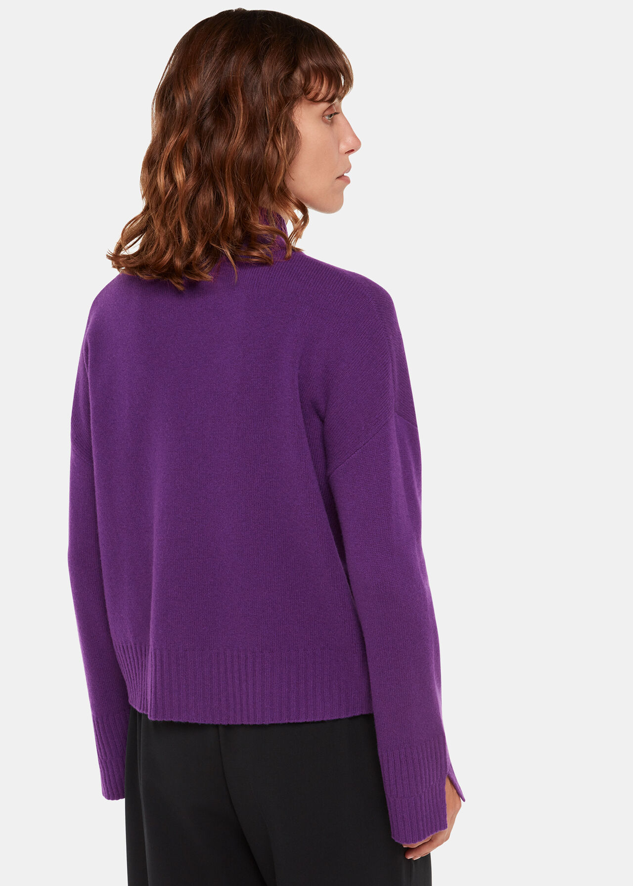 Wool Double Trim Funnel Neck