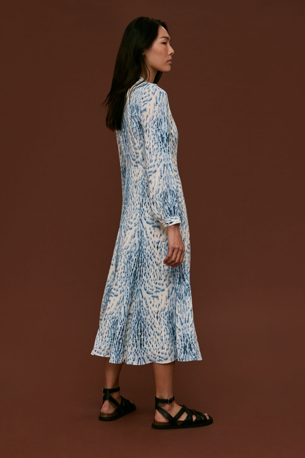 Blue Brushed Animal Zip Front Dress