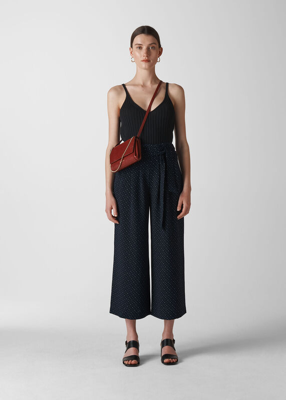 Micro Spot Tie Waist Trouser