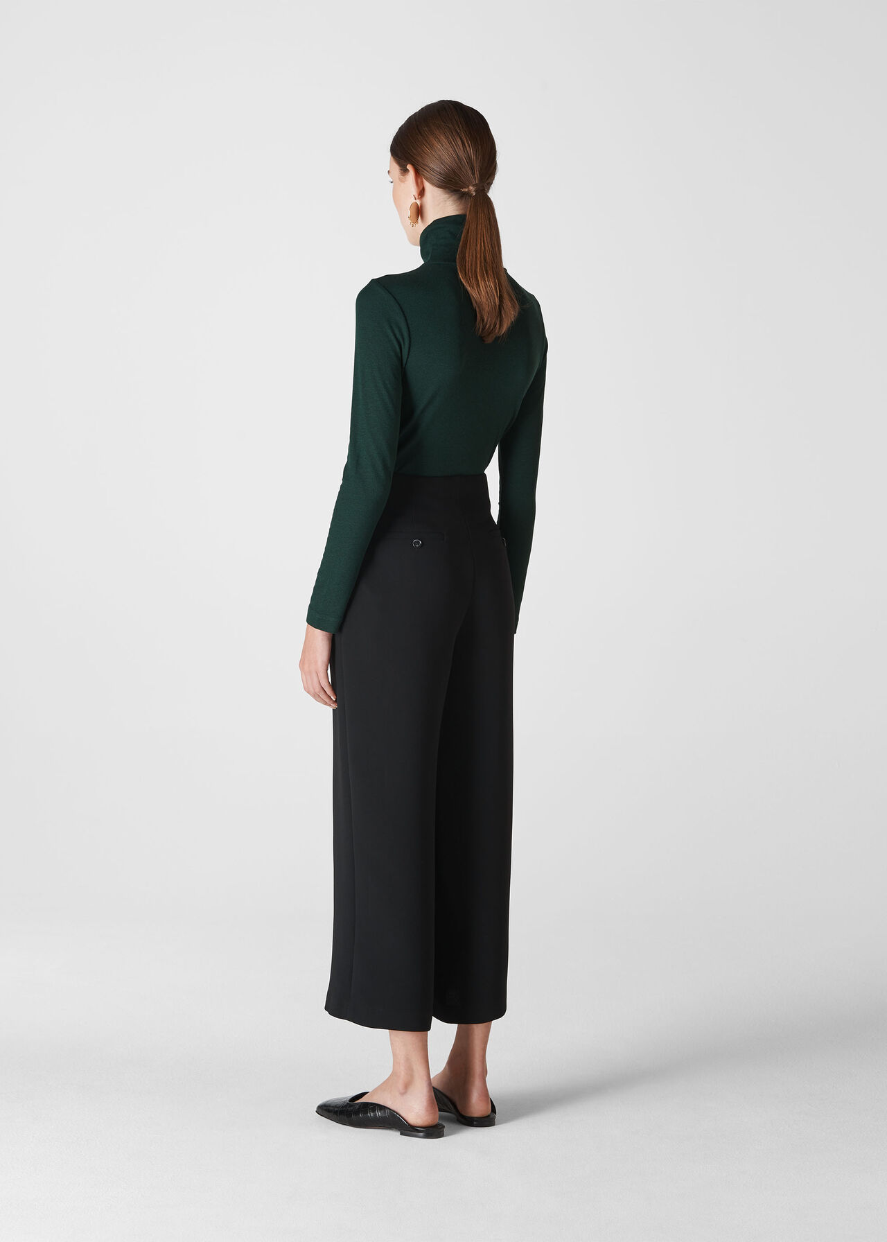 Essential Polo Neck Top Dark Green