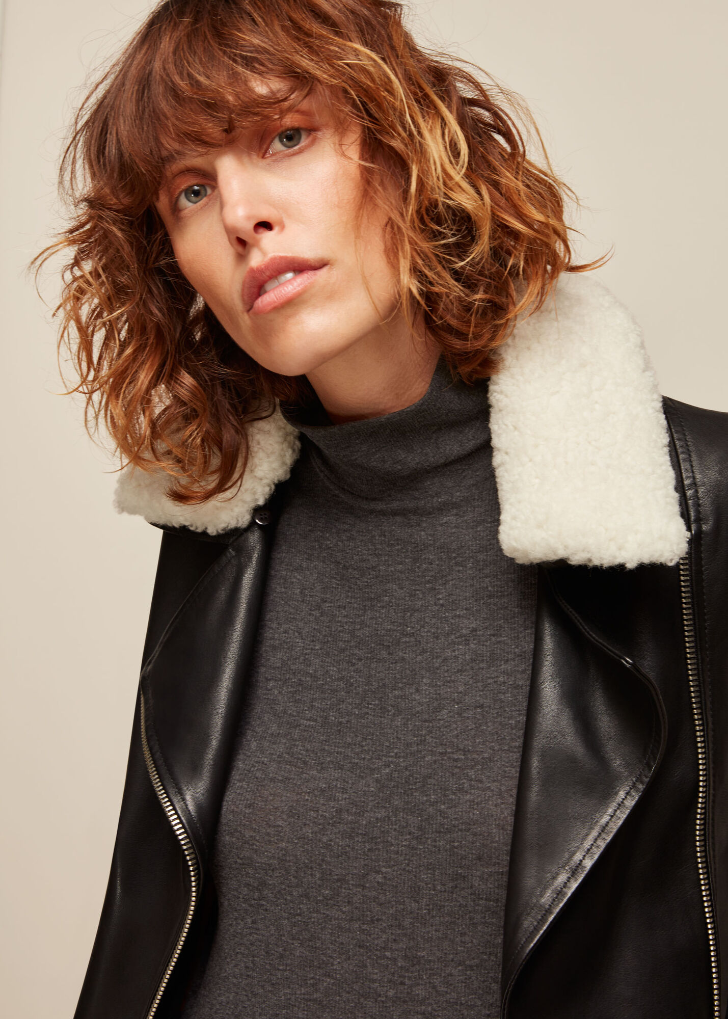 Black Collar Leather Jacket WHISTLES Whistles UK