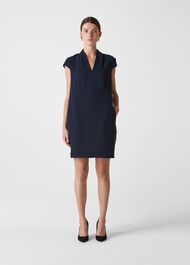 Paige V Neck Crepe Dress Navy