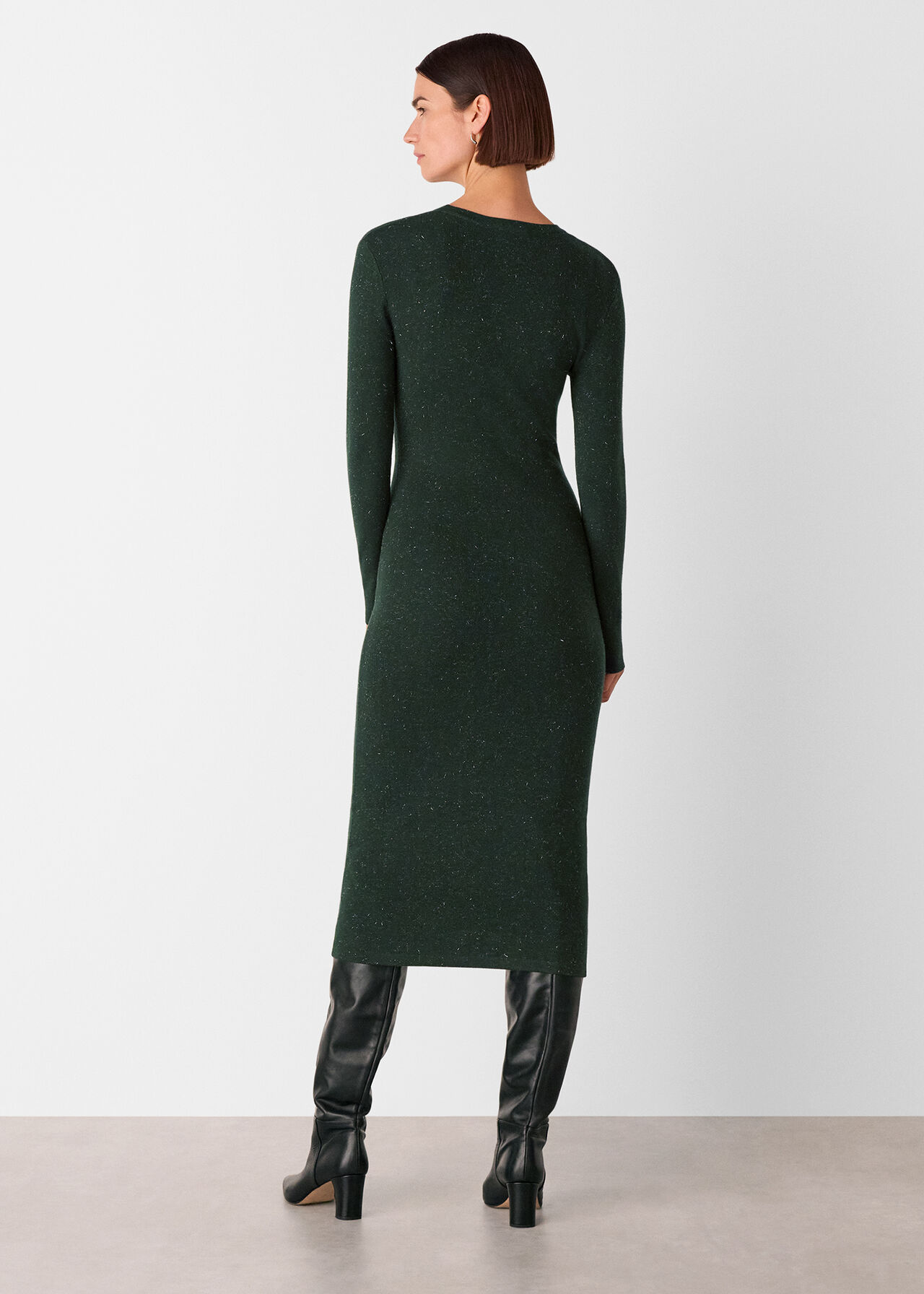 Dark Green Annie Sparkle Knit Dress WHISTLES Whistles US