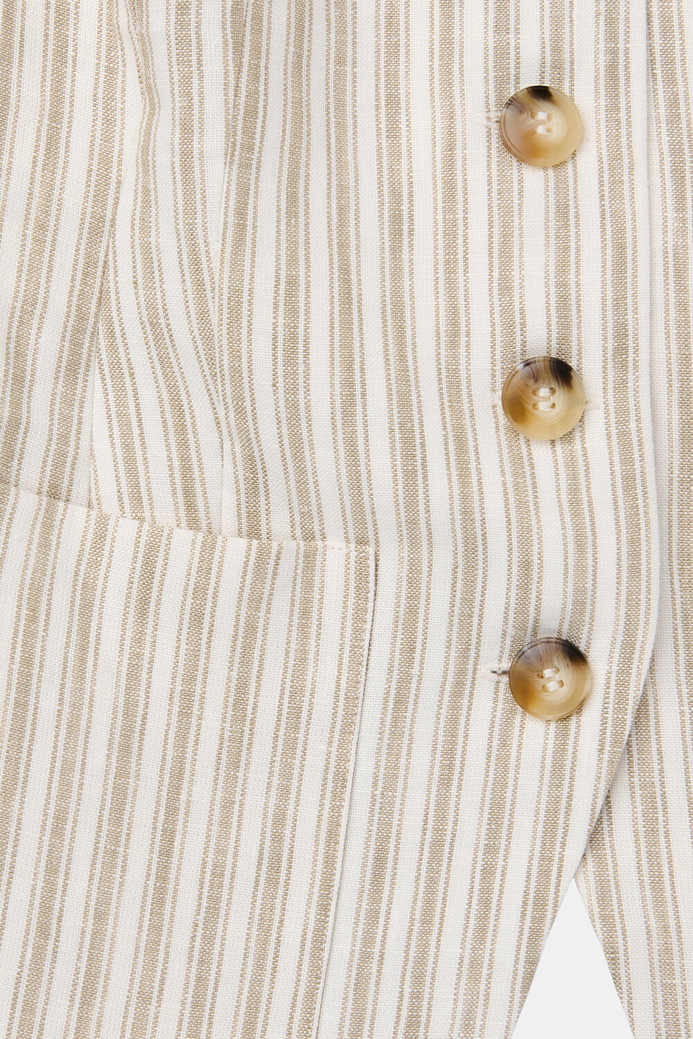 Neutral Linen Stripe Waistcoat