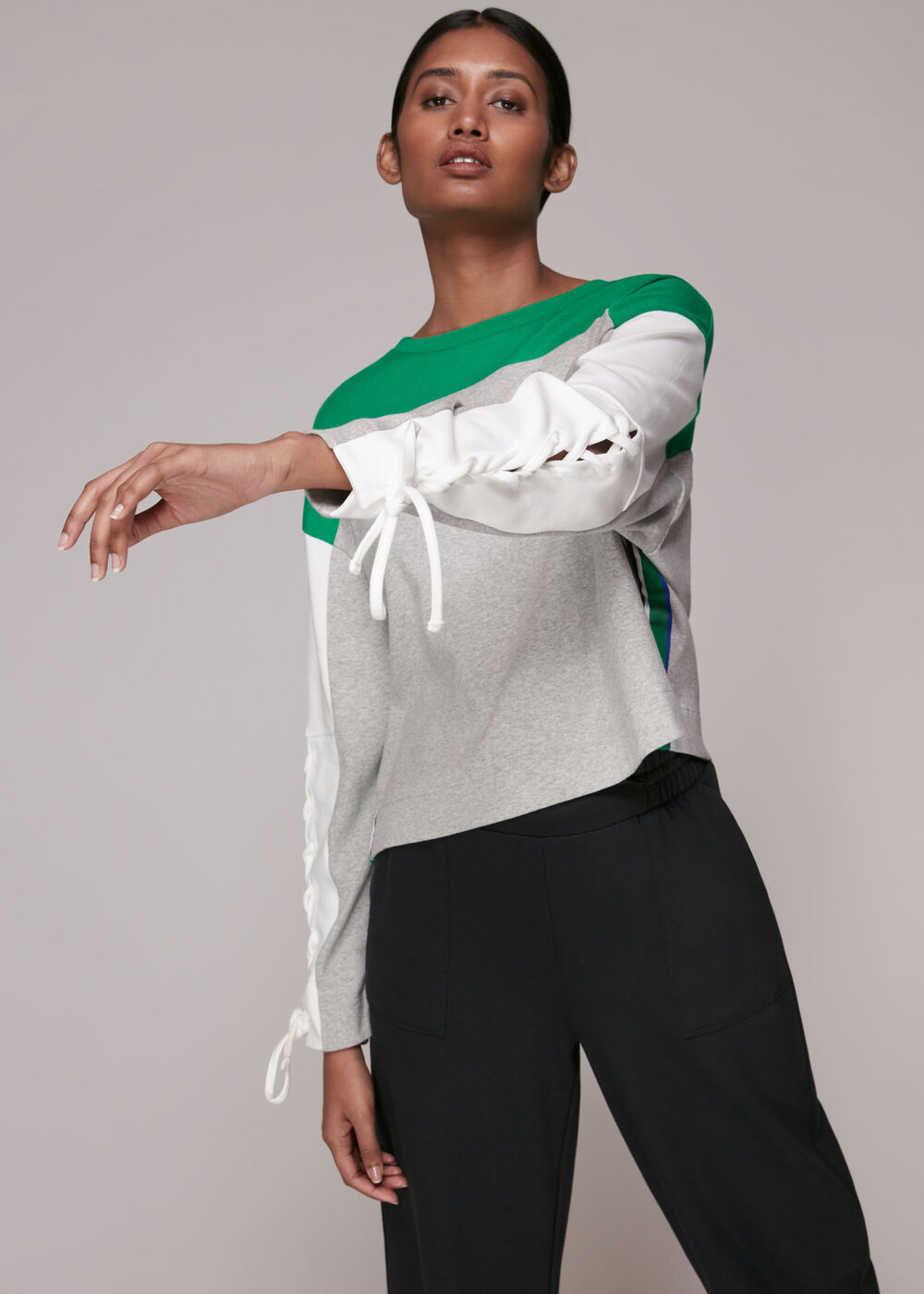 Tie Sleeve Colourblock Sweat